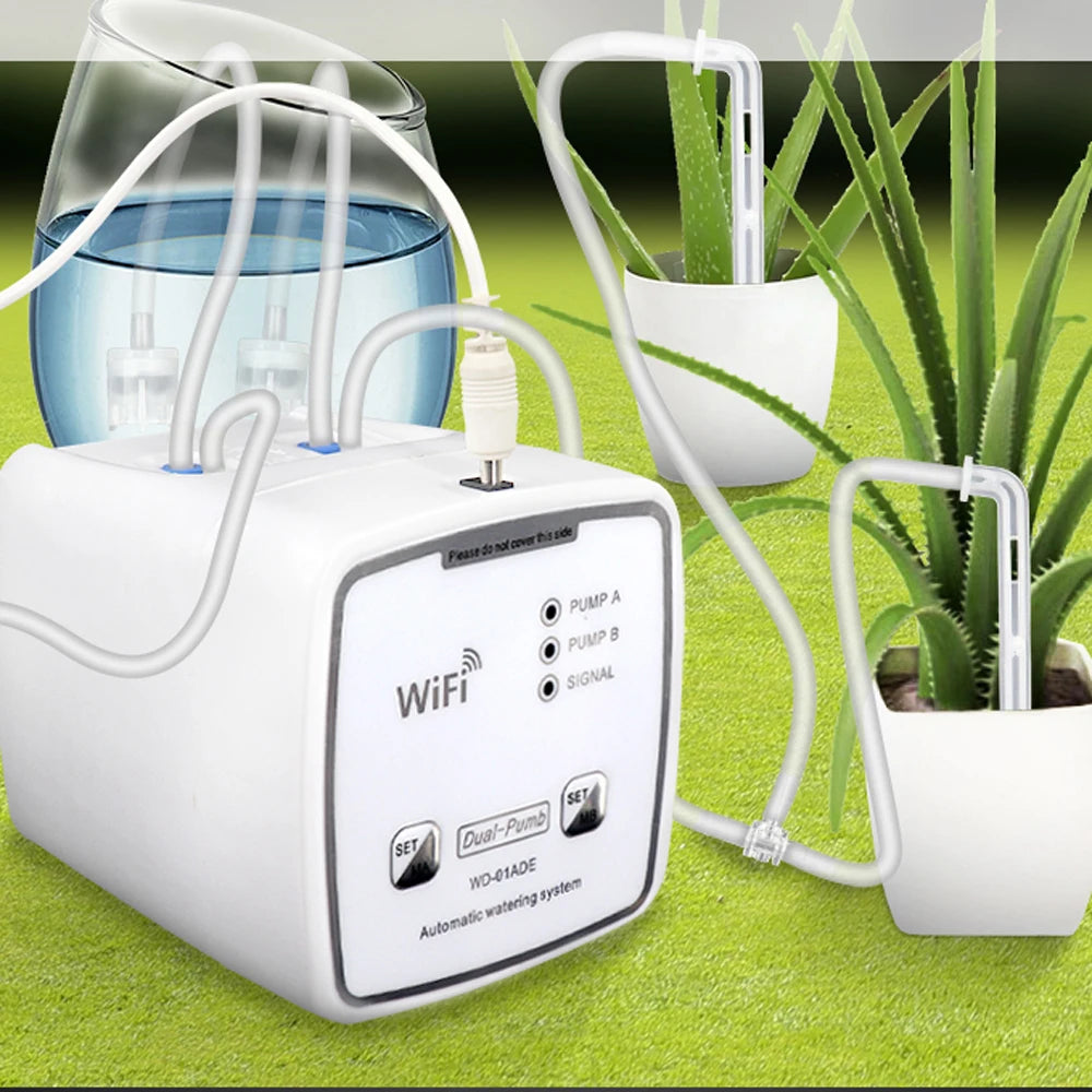 WIFI Intelligent Watering Device Double Pump Timed Automatic Drip Irrigation System Remote APP Controller for Garden Terrace